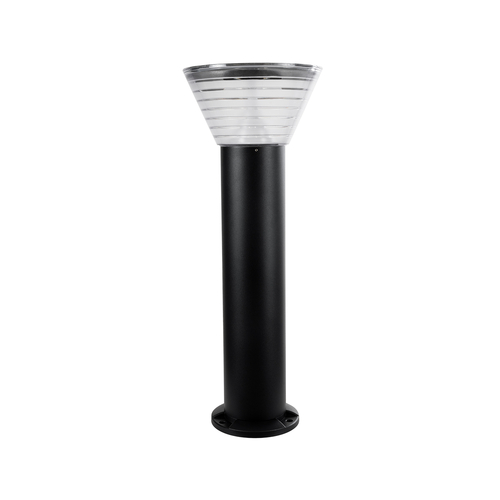 GLOBOSTAR® VEGGIE 90525 Φωτιστικό Κολωνάκι Κήπου LED 10W 330lm 120° με Ενσωματωμένο Φωτοβολταϊκό Panel 6V 2W & Επαναφορτιζόμενη Μπαταρία Li-ion 3.2V 1800mAh με Αισθητήρα Ημέρας-Νύχτας Αδιάβροχο IP65 Ψυχρό Λευκό 6000K - Γκρι Ανθρακί - Μ23 x Π23 x Υ60cm - 2 Χρόνια Εγγύηση