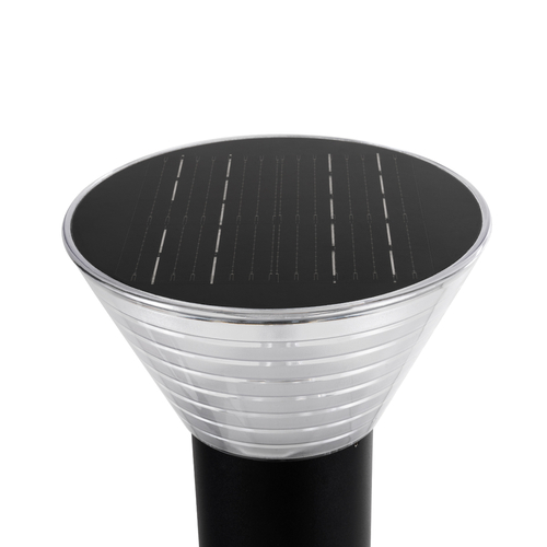 GLOBOSTAR® VEGGIE 90525 Φωτιστικό Κολωνάκι Κήπου LED 10W 330lm 120° με Ενσωματωμένο Φωτοβολταϊκό Panel 6V 2W & Επαναφορτιζόμενη Μπαταρία Li-ion 3.2V 1800mAh με Αισθητήρα Ημέρας-Νύχτας Αδιάβροχο IP65 Ψυχρό Λευκό 6000K - Γκρι Ανθρακί - Μ23 x Π23 x Υ60cm - 2 Χρόνια Εγγύηση