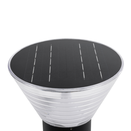 GLOBOSTAR® VEGGIE 90530 Φωτιστικό Κολωνάκι Κήπου LED 10W 330lm 120° με Ενσωματωμένο Φωτοβολταϊκό Panel 6V 2W & Επαναφορτιζόμενη Μπαταρία Li-ion 3.2V 1800mAh με Αισθητήρα Ημέρας-Νύχτας Αδιάβροχο IP65 Ψυχρό Λευκό 6000K - Γκρι Ανθρακί - Μ23 x Π30 x Υ25cm - 2 Χρόνια Εγγύηση