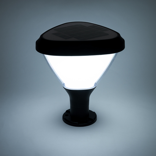 GLOBOSTAR® NATURE 90532 Φωτιστικό Κολωνάκι Κήπου LED 10W 500lm 120° με Ενσωματωμένο Φωτοβολταϊκό Panel 6V 2W & Επαναφορτιζόμενη Μπαταρία Li-ion 3.2V 8000mAh με Αισθητήρα Ημέρας-Νύχτας Αδιάβροχο IP65 Ψυχρό Λευκό 6000K - Γκρι Ανθρακί - Μ26 x Π26 x Υ30cm - 2 Χρόνια Εγγύηση