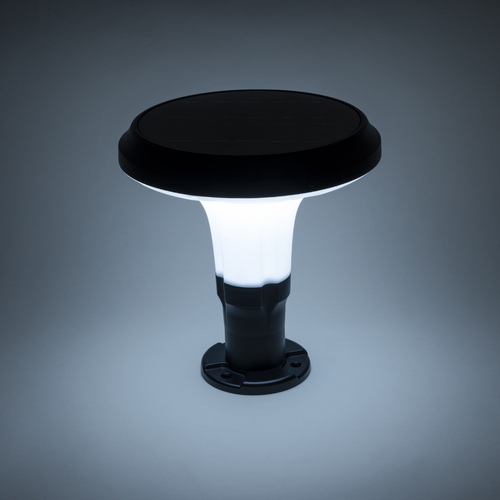 GLOBOSTAR® WHISPER 90535 Φωτιστικό Κολωνάκι Κήπου LED 10W 330lm 120° με Ενσωματωμένο Φωτοβολταϊκό Panel 6V 2W & Επαναφορτιζόμενη Μπαταρία Li-ion 3.2V 1800mAh με Αισθητήρα Ημέρας-Νύχτας Αδιάβροχο IP65 Ψυχρό Λευκό 6000K - Γκρι Ανθρακί - Μ25 x Π25 x Υ28cm - 2 Χρόνια Εγγύηση