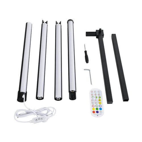 GLOBOSTAR® DIGICOLUMN 90763 Μοντέρνο Επιδαπέδιο Γραμμικό Ψηφιακό Φωτιστικό Digital Pixel Symphony Bar με RF Ασύρματο Χειριστήριο LED 16W 1280lm 180° DC 5V με USB 2.0 IP20 Πολύχρωμο RGB Dimmable - Μαύρο - Φ3 x Υ165cm - 2 Χρόνια Εγγύηση