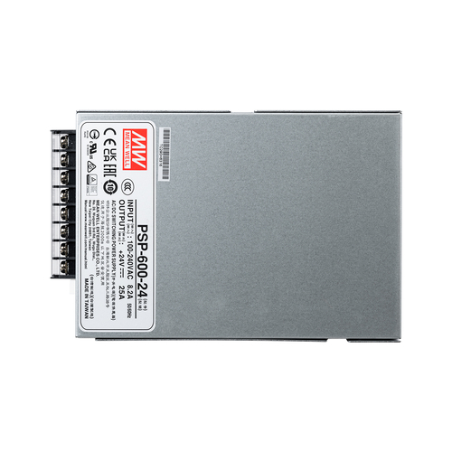 GLOBOSTAR® MEANWELL-PSP-600-24 90791 Τροφοδοτικό/Μετασχηματιστής PELV 600W 25A DC 24V IP20 - AC 220-240V σε DC 24V / Ρυθμιζόμενo από DC 20V έως DC 26.4V - Μ17 x Π12 x Υ9.3cm - 3 Χρόνια Εγγύηση
