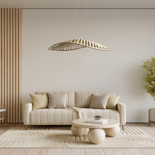 GLOBOSTAR® NANI 02285 Μοντέρνο Κρεμαστό Φωτιστικό Οροφής LED 36W 2880lm 120° AC 220-240V IP20 Φυσικό Λευκό 4500K - Lumileds SMD Chip - Μπεζ - Μ120 x Π48 x Υ18cm - 2 Χρόνια Εγγύηση