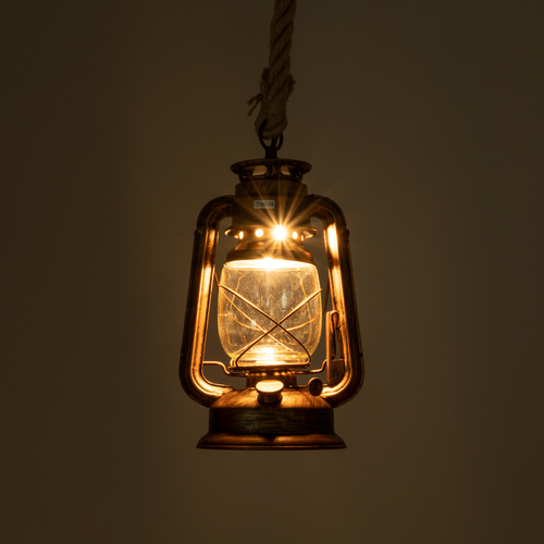 GLOBOSTAR® BARBAROSSA 01706 Vintage Κρεμαστό Φωτιστικό Οροφής με Ντουί 1 x E27 AC 220-240V IP20 - Χάλκινο Εφέ Σκουριάς - Μ18 x Π18 x Υ28cm