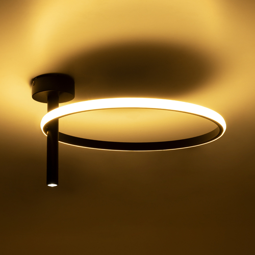 GLOBOSTAR® VERONA 61220 Μοντέρνο Φωτιστικό Οροφής LED 24W 2688lm 360° AC 220-240V IP20 Ρυθμιζόμενο Λευκό CCT με On/Off 2700K/4500K/6000K - Lumileds SMD Chip - Μαύρο Ματ - Μ40 x Π40 x Υ23cm - 3 Χρόνια Εγγύηση