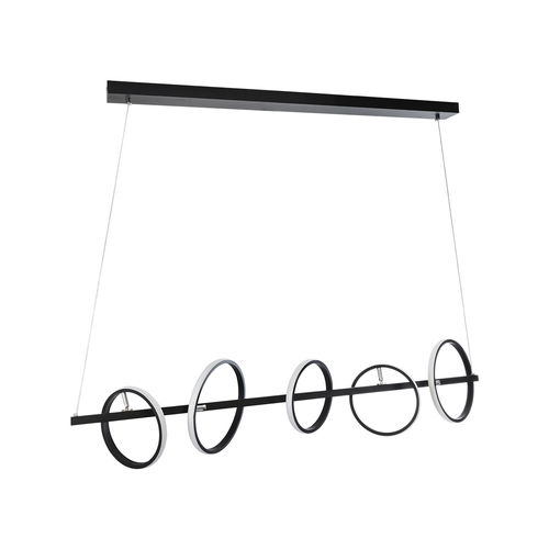 GLOBOSTAR® CIRCOLARE 61319 Μοντέρνο Κρεμαστό Φωτιστικό Οροφής LED 75W 8400lm 360° AC 220-240V IP20 Ρυθμιζόμενο Λευκό CCT με Χειριστήριο από 2700K έως 6000K Dimmable - Lumileds SMD Chip - Μαύρο Ματ - Μ120 x Π25 x Υ25cm - 3 Χρόνια Εγγύηση