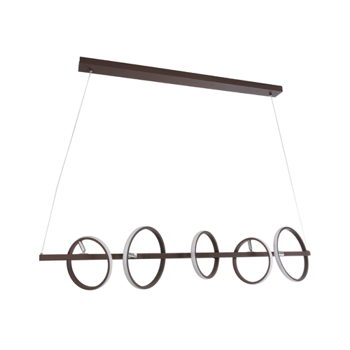 GLOBOSTAR® CIRCOLARE 61321 Μοντέρνο Κρεμαστό Φωτιστικό Οροφής LED 75W 8400lm 360° AC 220-240V IP20 Ρυθμιζόμενο Λευκό CCT με Χειριστήριο από 2700K έως 6000K Dimmable - Lumileds SMD Chip - Καφέ - Μ120 x Π25 x Υ25cm - 3 Χρόνια Εγγύηση