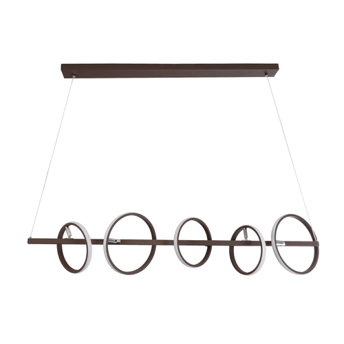 GLOBOSTAR® CIRCOLARE 61321 Μοντέρνο Κρεμαστό Φωτιστικό Οροφής LED 75W 8400lm 360° AC 220-240V IP20 Ρυθμιζόμενο Λευκό CCT με Χειριστήριο από 2700K έως 6000K Dimmable - Lumileds SMD Chip - Καφέ - Μ120 x Π25 x Υ25cm - 3 Χρόνια Εγγύηση