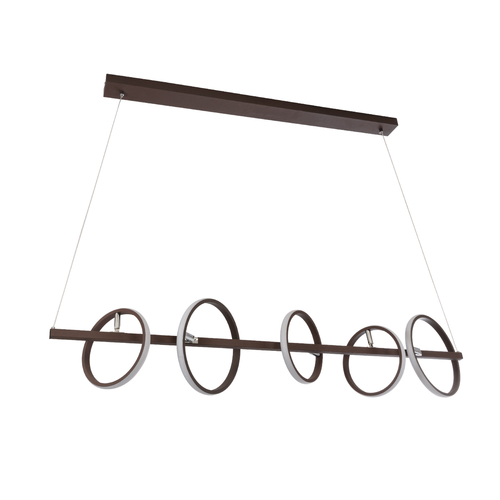 GLOBOSTAR® CIRCOLARE 61321 Μοντέρνο Κρεμαστό Φωτιστικό Οροφής LED 75W 8400lm 360° AC 220-240V IP20 Ρυθμιζόμενο Λευκό CCT με Χειριστήριο από 2700K έως 6000K Dimmable - Lumileds SMD Chip - Καφέ - Μ120 x Π25 x Υ25cm - 3 Χρόνια Εγγύηση