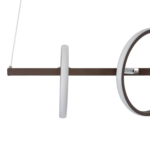 GLOBOSTAR® CIRCOLARE 61321 Μοντέρνο Κρεμαστό Φωτιστικό Οροφής LED 75W 8400lm 360° AC 220-240V IP20 Ρυθμιζόμενο Λευκό CCT με Χειριστήριο από 2700K έως 6000K Dimmable - Lumileds SMD Chip - Καφέ - Μ120 x Π25 x Υ25cm - 3 Χρόνια Εγγύηση