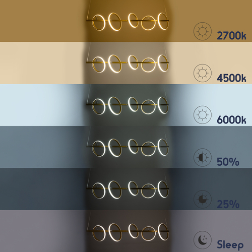 GLOBOSTAR® CIRCOLARE 61322 Μοντέρνο Κρεμαστό Φωτιστικό Οροφής LED 75W 8400lm 360° AC 220-240V IP20 Ρυθμιζόμενο Λευκό CCT με Χειριστήριο από 2700K έως 6000K Dimmable - Lumileds SMD Chip - Χρυσό - Μ120 x Π25 x Υ25cm - 3 Χρόνια Εγγύηση