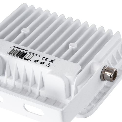GLOBOSTAR® ATLAS 61406 Προβολέας LED 10W 1150lm 120° AC 220-240V Αδιάβροχο IP67 Θερμό Λευκό 2700K - Lumileds SMD Chip - TÜV Rheinland Certified - Λευκό Ματ - Μ10 x Π2 x Υ8cm - 5 Χρόνια Εγγύηση