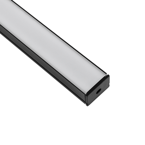 GLOBOSTAR® ALP-LINEAR VEXTA 70825-1M Επιφανειακό Προφίλ Αλουμινίου με Λευκό Γαλακτερό Πατητό Κάλυμμα για Ταινίες LED IP20 - Μαύρο & Λευκό - Μ100 x Π3 x Υ2cm