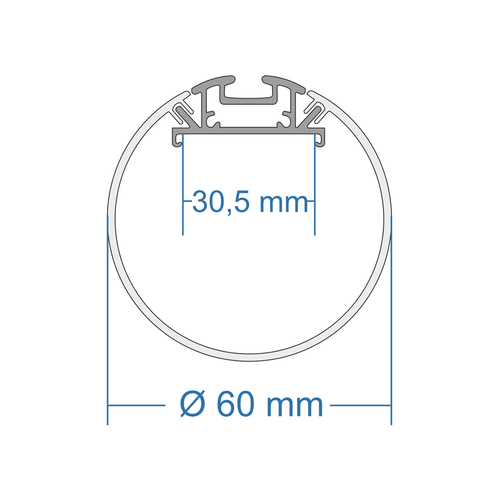 GLOBOSTAR® ALP-ROUND TUBIT 70856-1M Επιφανειακό & Κρεμαστό Προφίλ Αλουμινίου με Λευκό Γαλακτερό Πατητό Κάλυμμα για Ταινίες LED IP20 - Μαύρο & Λευκό - Μ100 x Π6 x Υ6cm