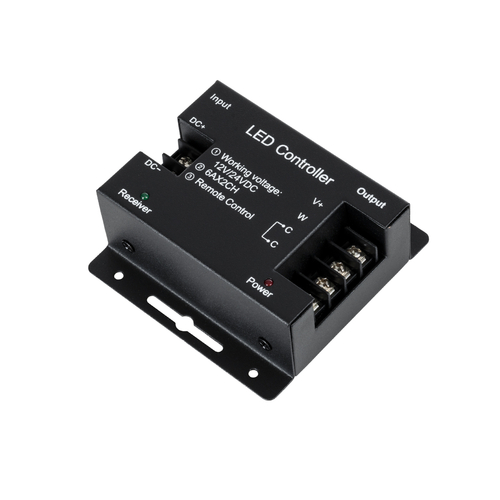 GLOBOSTAR® CCTCONTROLLER 73351 Σετ Dimmer / Controller με RF Ασύρματο Χειριστήριο με 2 x 6A 144W Κανάλια DC 12-24V 12A 288W Max IP20 - RF2.4Ghz SYNC - Μ8.3 x Π8.3 x Υ3.2cm - 2 Χρόνια Εγγύηση