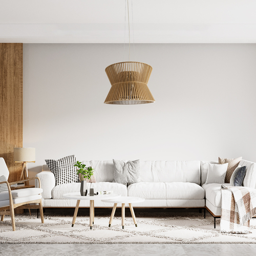 GLOBOSTAR® BIMINI 02288 Boho Κρεμαστό Φωτιστικό Οροφής με Ντουί 1 x E27 AC 220-240V IP20 - Καφέ - Μ60 x Π60 x Υ40cm