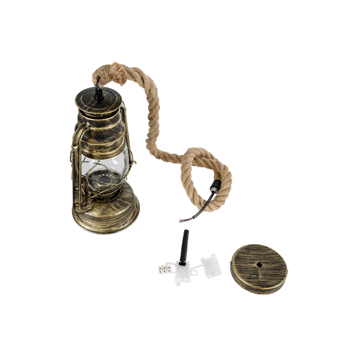 GLOBOSTAR® BARBAROSSA 01705 Vintage Κρεμαστό Φωτιστικό Οροφής με Ντουί 1 x E27 AC 220-240V IP20 - Μπρούτζινο - Μ18 x Π18 x Υ28cm