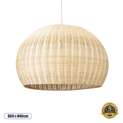 GLOBOSTAR® RAITO 01825 Boho Κρεμαστό Φωτιστικό Οροφής με Ντουί 1 x E27 AC 220-240V IP20 - Μπεζ - Μ60 x Π60 x Υ40cm