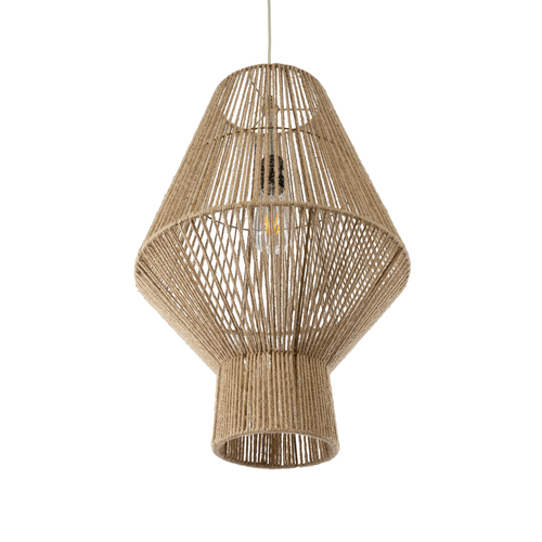 GLOBOSTAR® CAYMAN 01853 Boho Κρεμαστό Φωτιστικό Οροφής με Ντουί 1 x E27 AC 220-240V IP20 - Μπεζ - Μ40 x Π40 x Υ60cm