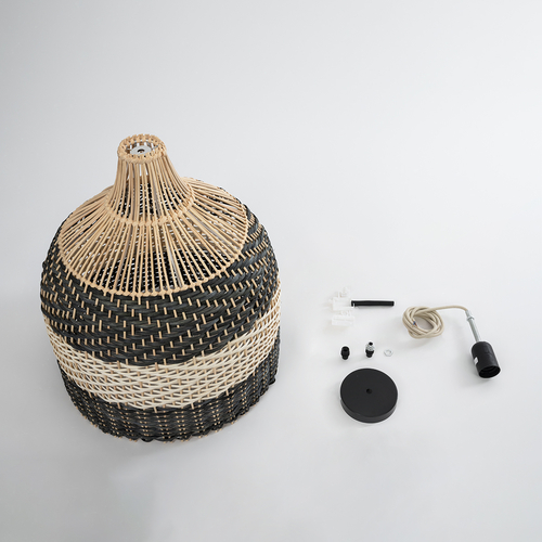 GLOBOSTAR® BARBADOS 01944 Boho Κρεμαστό Φωτιστικό Οροφής με Ντουί 1 x E27 AC 220-240V IP20 - Μπεζ & Λαδί - Μ40 x Π40 x Υ45cm