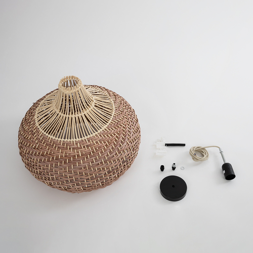 GLOBOSTAR® PANAMA 01952 Boho Κρεμαστό Φωτιστικό Οροφής με Ντουί 1 x E27 AC 220-240V IP20 - Μπεζ & Καφέ - Μ40 x Π40 x Υ34cm