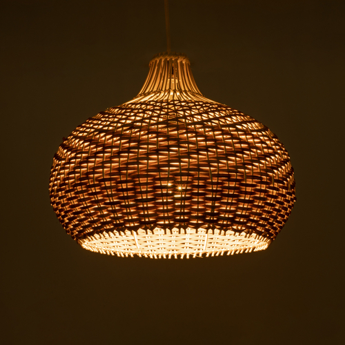 GLOBOSTAR® PANAMA 01952 Boho Κρεμαστό Φωτιστικό Οροφής με Ντουί 1 x E27 AC 220-240V IP20 - Μπεζ & Καφέ - Μ40 x Π40 x Υ34cm