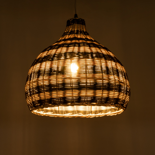 GLOBOSTAR® JAMAICA 01954 Boho Κρεμαστό Φωτιστικό Οροφής με Ντουί 1 x E27 AC 220-240V IP20 - Μπεζ & Λαδί - Μ40 x Π40 x Υ37cm