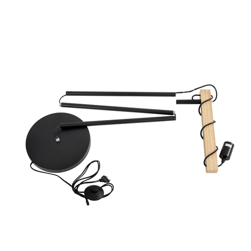 GloboStar® MINDELO 02033 Μοντέρνο Επιδαπέδιο Φωτιστικό Μονόφωτο 1 x E27 IP20 Μαύρο Μέταλλο με Μπεζ Ξύλο - Μ35 x Π24 x Υ150cm