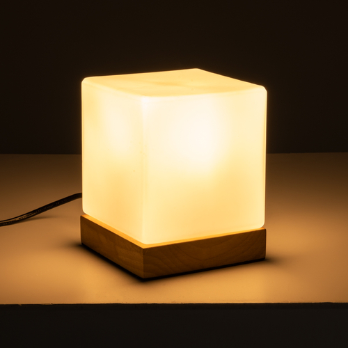 GLOBOSTAR® DERYA 02035 Μοντέρνο Επιτραπέζιο Φωτιστικό Πορτατίφ με Ντουί 1 x E27 AC 220-240V IP20 - Μπεζ - Μ12 x Π12 x Υ15cm