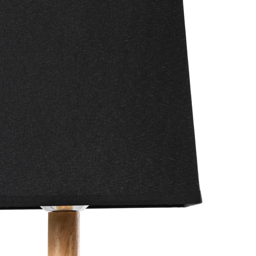 GloboStar® KOLIPE 02039 Μοντέρνο Επιτραπέζιο Φωτιστικό Πορτατίφ Μονόφωτο 1 x E27 IP20 Μπεζ Ξύλο με Μαύρο Ύφασμα - Μ20 x Π20 x Υ38cm