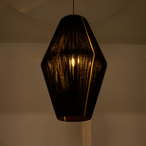 GLOBOSTAR® SALERNO 02078 Boho Κρεμαστό Φωτιστικό Οροφής με Ντουί 1 x E27 AC 220-240V IP20 - Μαύρο & Μπεζ - Μ50 x Π50 x Υ80cm