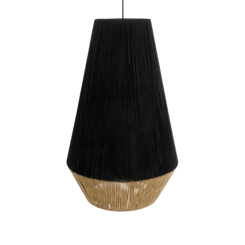 GLOBOSTAR® SALERNO 02080 Boho Κρεμαστό Φωτιστικό Οροφής με Ντουί 1 x E27 AC 220-240V IP20 - Μαύρο & Μπεζ - Μ50 x Π50 x Υ80cm