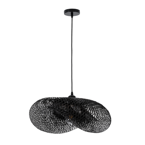 GLOBOSTAR® MEXICO 02201 Boho Κρεμαστό Φωτιστικό Οροφής με Ντουί 1 x E27 AC 220-240V IP20 - Μαύρο - Μ65 x Π45 x Υ18cm