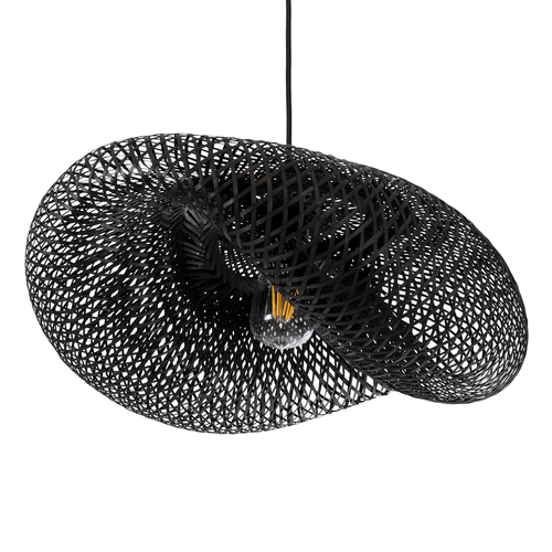 GLOBOSTAR® MEXICO 02201 Boho Κρεμαστό Φωτιστικό Οροφής με Ντουί 1 x E27 AC 220-240V IP20 - Μαύρο - Μ65 x Π45 x Υ18cm