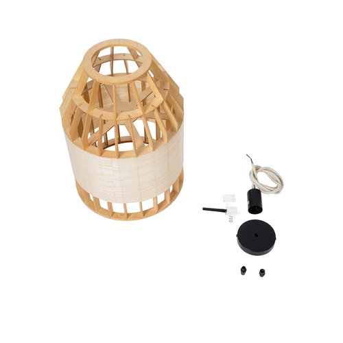 GLOBOSTAR® GALIA 02219 Boho Κρεμαστό Φωτιστικό Οροφής με Ντουί 1 x E27 AC 220-240V IP20 - Μπεζ & Καφέ - Μ30 x Π30 x Υ40cm