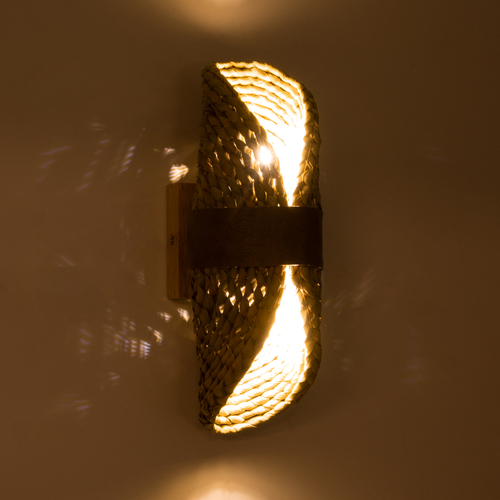 GLOBOSTAR® GUAVA 02222 Boho Φωτιστικό Τοίχου - Απλίκα με Ντουί 2 x G9 AC 220-240V IP20 - Μπεζ & Καφέ - Μ11 x Π13 x Υ30cm