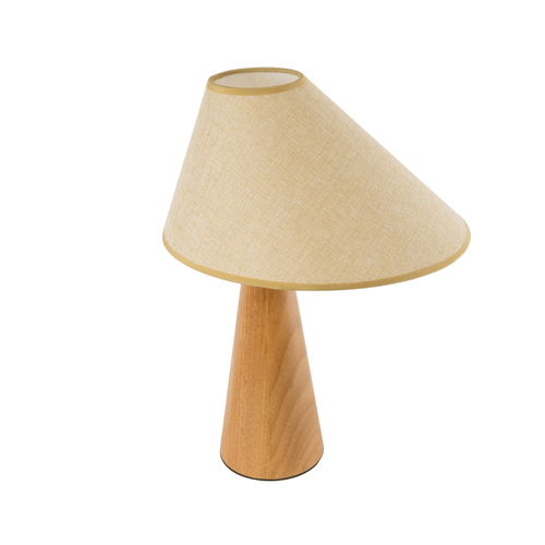 GloboStar® KAUAI 02229 Boho Επιτραπέζιο Φωτιστικό Πορτατίφ Μονόφωτο 1 x E27 IP20 Μπεζ Ξύλο με Μπεζ Ύφασμα - Μ38 x Π30 x Υ48cm