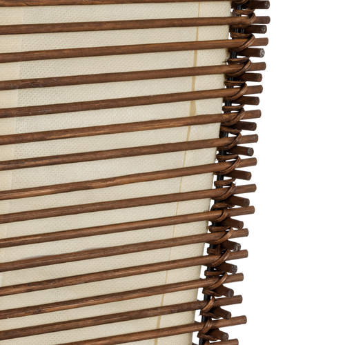 GloboStar® PALMA 02273 Boho Επιδαπέδιο Φωτιστικό Δίφωτο 2 x E27 IP20 Καφέ Ξύλο με Μπεζ Ύφασμα - Μ34 x Π34 x Υ130cm