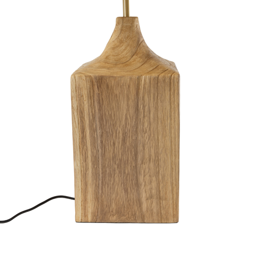 GloboStar® LAFRONTERA 02313 Boho Επιτραπέζιο Φωτιστικό Πορτατίφ Μονόφωτο 1 x E27 IP20 Μπεζ Ξύλο με Μπεζ Ύφασμα - Μ50 x Μ50 x Υ60cm