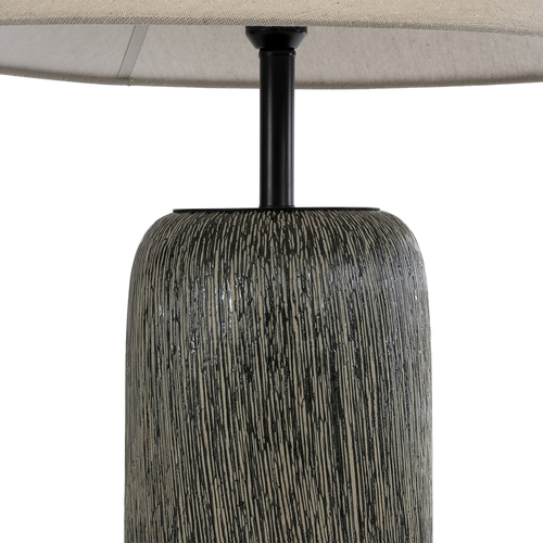 GloboStar® OLIANA 02315 Boho Επιδαπέδιο Φωτιστικό Μονόφωτο 1 x E27 IP20 Γκρι Κεραμικό με Μπεζ Ύφασμα - Μ55 x Π55 x Υ110cm