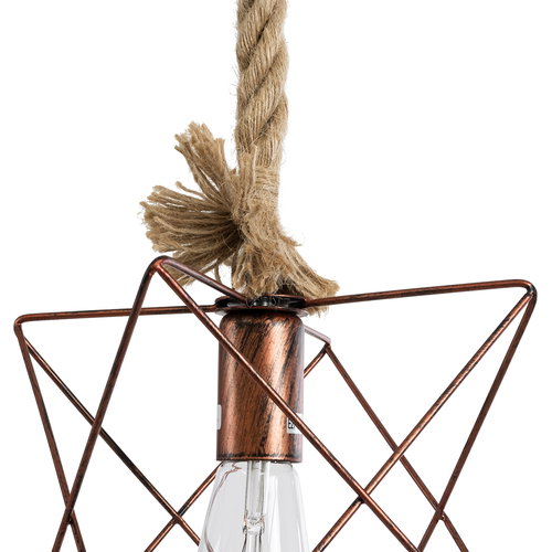 GLOBOSTAR® KAZEMI 02019 Μοντέρνο Κρεμαστό Φωτιστικό Οροφής με Ντουί 1 x E27 AC 220-240V IP20 - Χάλκινο & Μπεζ - Μ18 x Π18 x Υ17cm