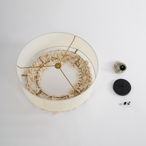 GLOBOSTAR® GINGER 02100 Boho Κρεμαστό Φωτιστικό Οροφής με Ντουί 1 x E27 AC 220-240V IP20 - Μπεζ & Λευκό - Μ50 x Π50 x Υ25cm