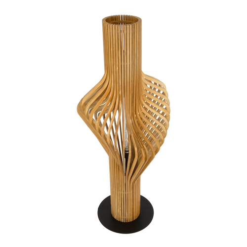 GloboStar® MIHIRO 02150 Boho Επιδαπέδιο Φωτιστικό Μονόφωτο 1 x E27 IP20 Καφέ Ξύλο με Μαύρο Μέταλλο - Μ48 x Π48 x Υ120cm