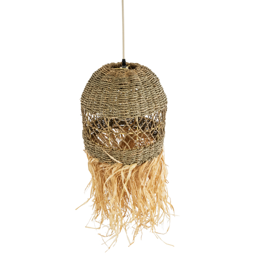 GLOBOSTAR® SAINTLUCIA 02160 Boho Κρεμαστό Φωτιστικό Οροφής με Ντουί 1 x E27 AC 220-240V IP20 - Μπεζ & Καφέ - Μ30 x Π30 x Υ90cm