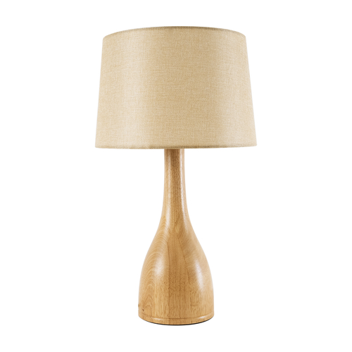 GloboStar® BERKBAY 02319 Boho Επιτραπέζιο Φωτιστικό Πορτατίφ Μονόφωτο 1 x E27 IP20 Μπεζ Ξύλο με Μπεζ Ύφασμα - Μ32 x Π32 x Υ55cm