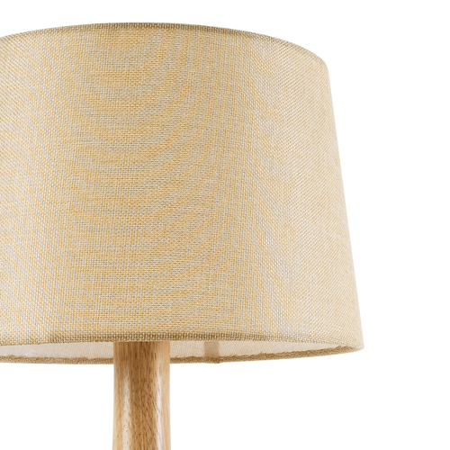 GloboStar® BERKBAY 02319 Boho Επιτραπέζιο Φωτιστικό Πορτατίφ Μονόφωτο 1 x E27 IP20 Μπεζ Ξύλο με Μπεζ Ύφασμα - Μ32 x Π32 x Υ55cm