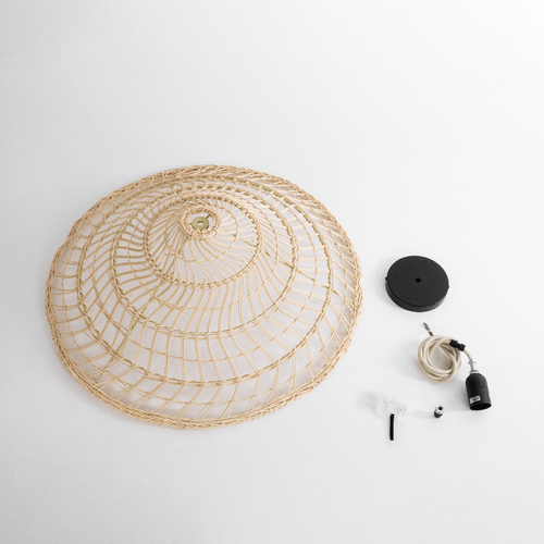 GLOBOSTAR® KAIA 02346 Boho Κρεμαστό Φωτιστικό Οροφής με Ντουί 1 x E27 AC 220-240V IP20 - Μπεζ - Μ60 x Π60 x Υ20cm