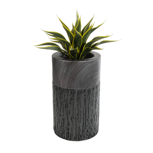 GloboStar® Artificial Garden PISA 20761 Επιδαπέδιο Πολυεστερικό Τσιμεντένιο Κασπώ Γλάστρα - Flower Pot Γκρι Ανθρακί Φ36 x Υ60cm