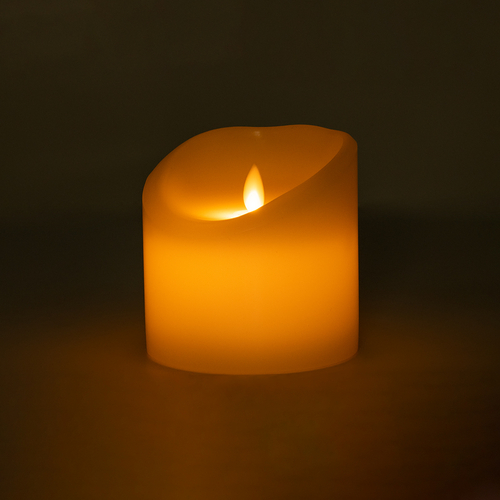 GloboStar® FIREFLAME 79541 Διακοσμητικό Realistic Κερί Παραφίνης με LED Εφέ Κινούμενης Φλόγας - Μπαταρίας & Ασύρματο Χειριστήριο IR Θερμό Λευκό 2700K Dimmable - Φ10 x Υ10cm